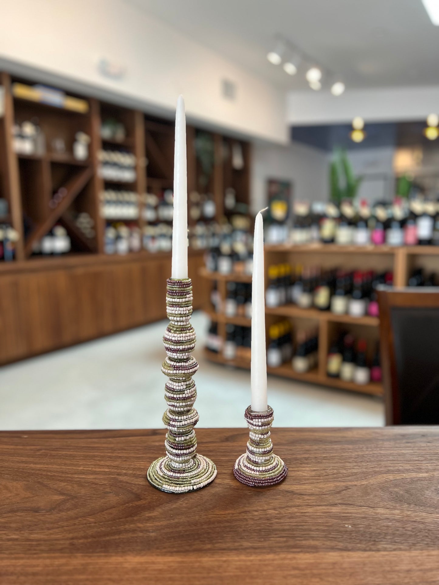 Velaburn White, Green, Purple Candle Stick Holder