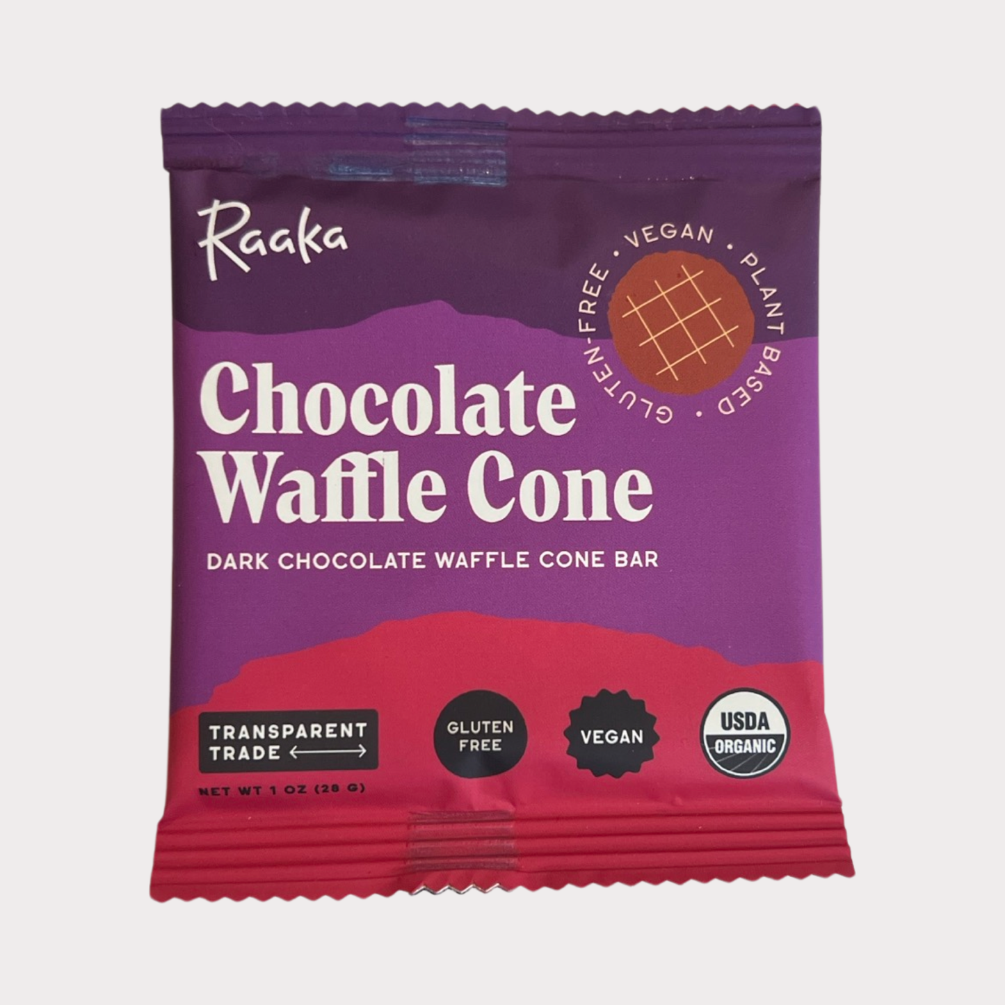 Raaka Vanilla Dark Chocolate Waffle Cone Bar, 1oz