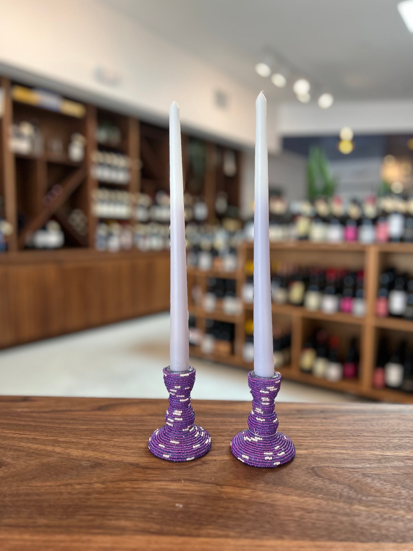 Velaburn Purple and White Candle Stick Holder