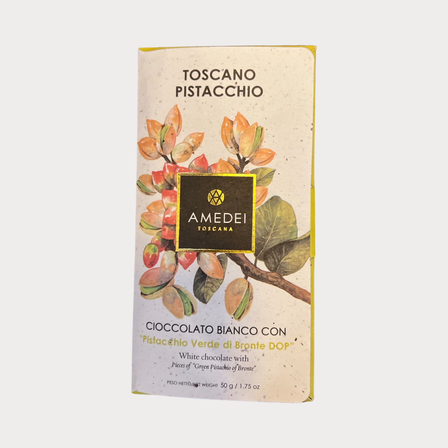 Amedei Pistacchi, White Chocolate with Pistachio, 50g